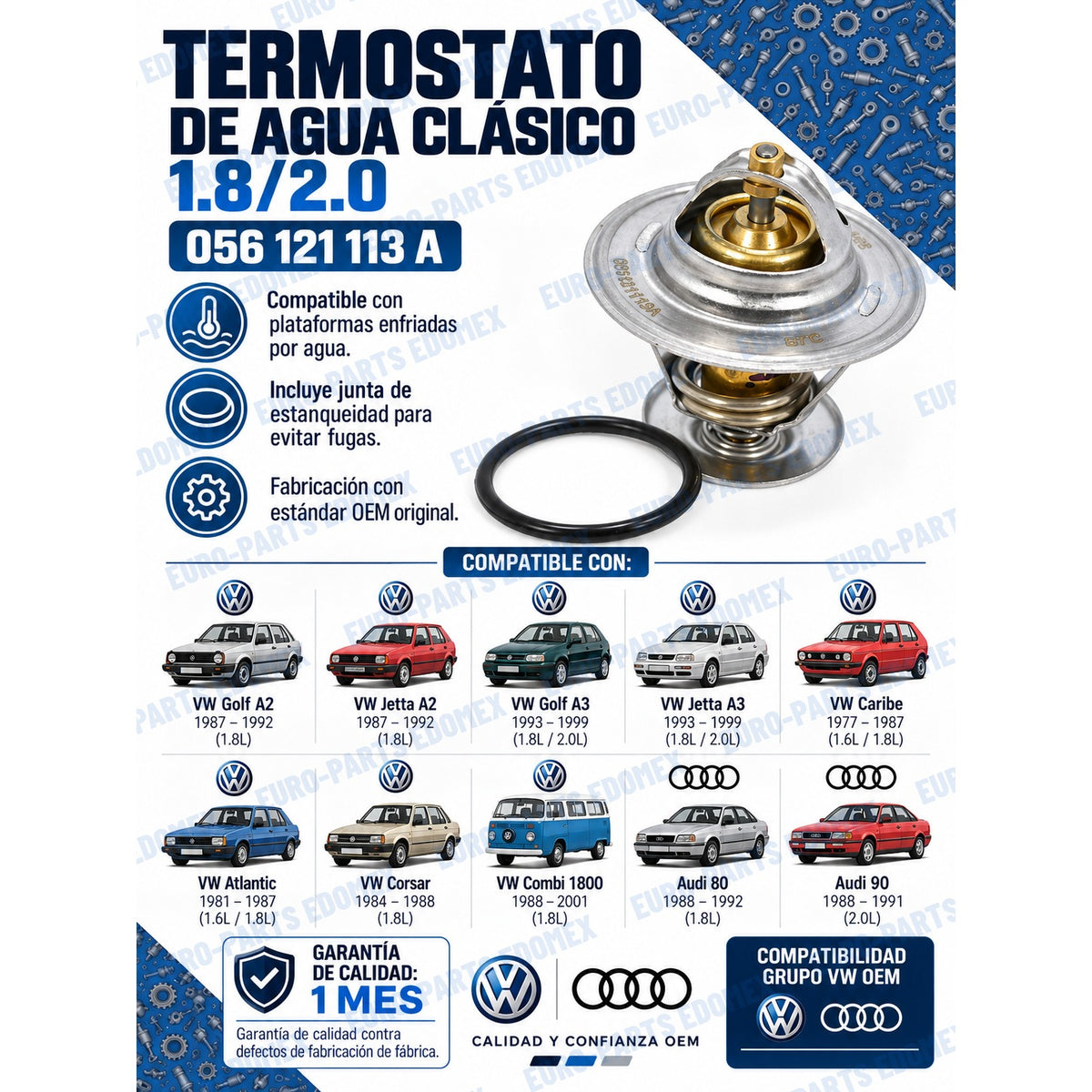 Termostato Agua 1.8 056121113a - Golf Jetta A2 A3 Caribe