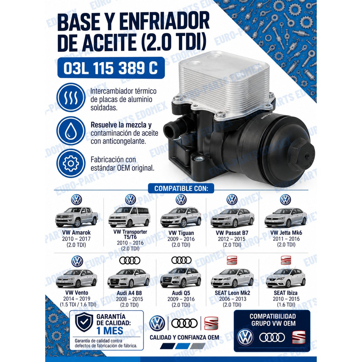 Porta Filtro Aceite Enfriador Tdi 03l115389c - Amarok