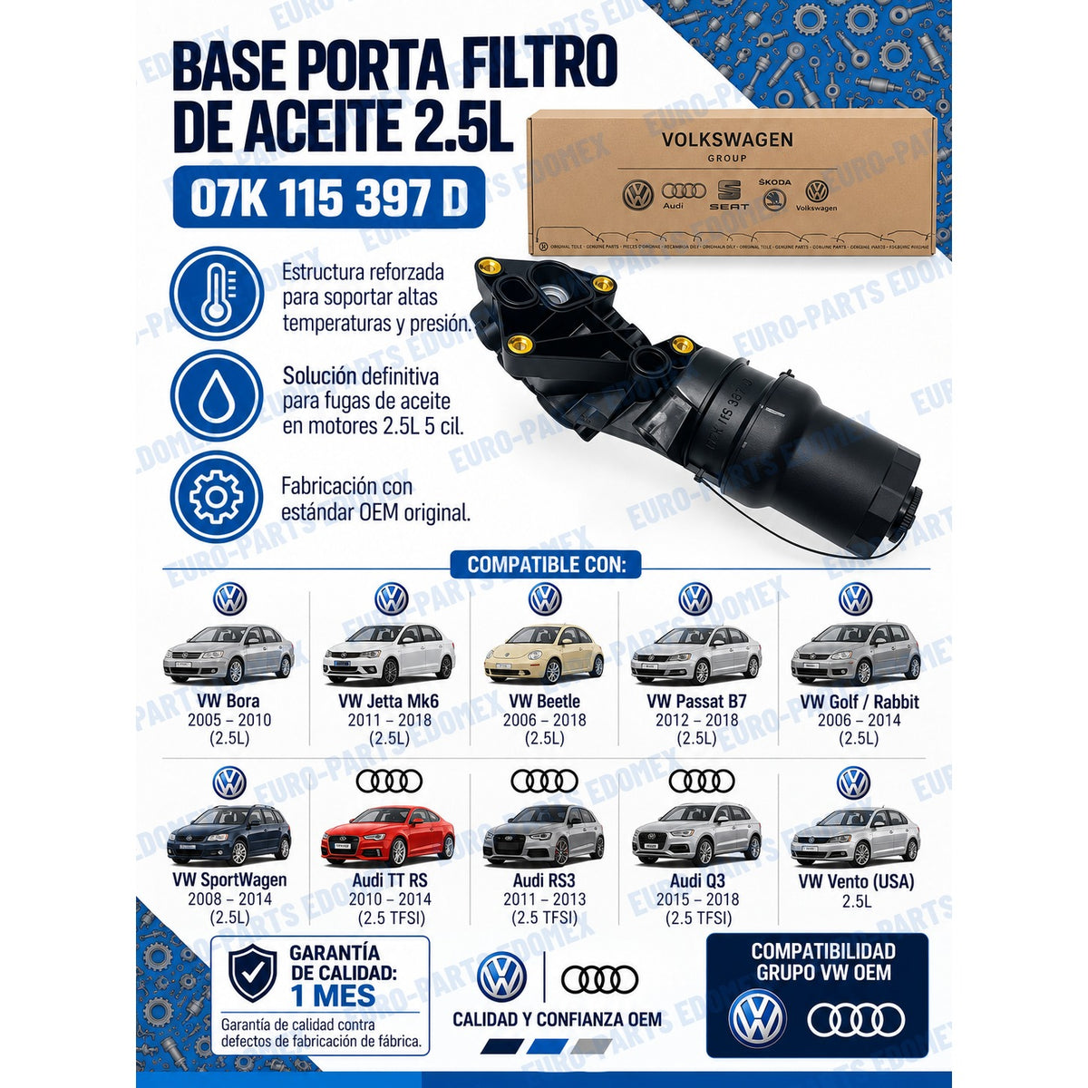 Porta Filtro Aceite Base Completa Bora 2.5 07k115397d - Bora Jetta A5 Golf Beetle Passat
