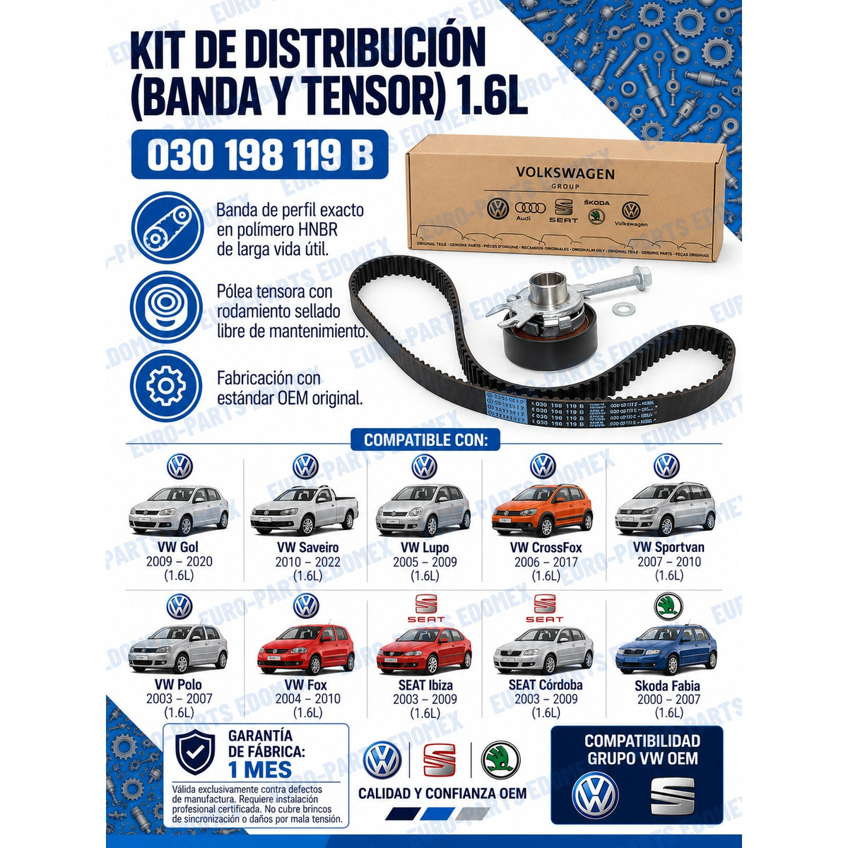 Kit Distribución Gol 1.6 030198119b - Gol Saveiro Lupo