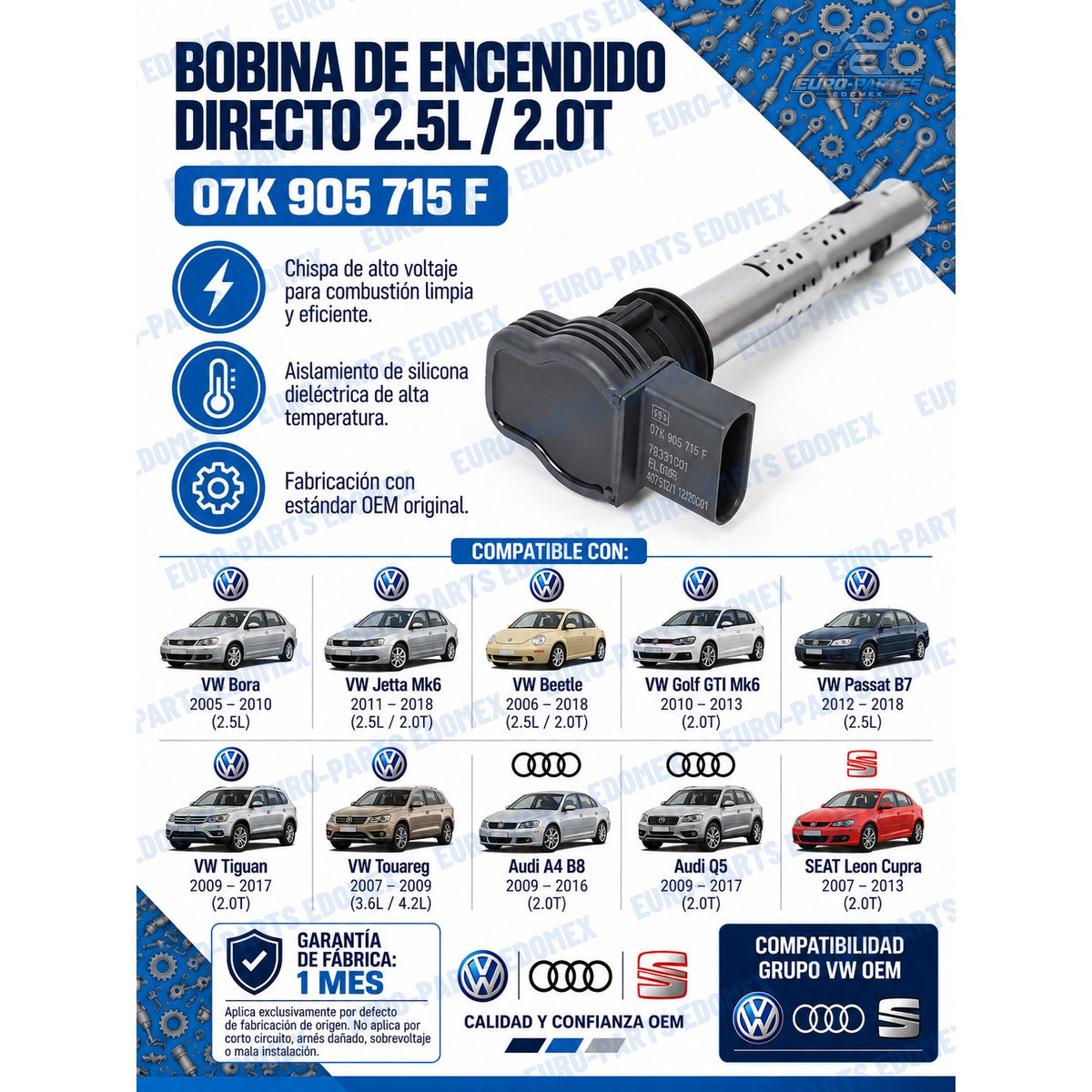 Bobina Encendido Bora 2.5 2.0t 07k905715f - Bora Jetta