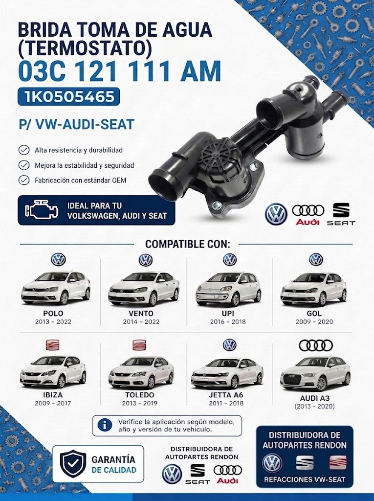 Toma Agua Tsi 03f121111a - Caddy Polo Ibiza Toledo A1 A3