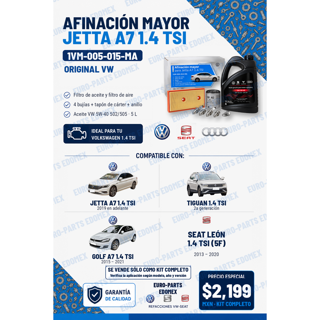 Afinación Mayor Jetta A7 1VM-005-015-MA compatibilidad